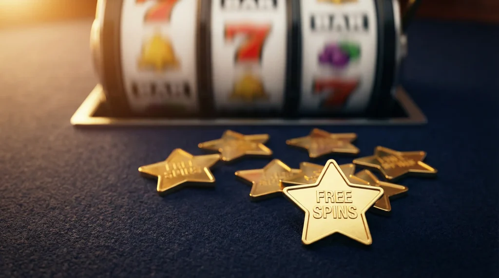 Free spins no deposit at non-GamStop slot sites – spinning slot reel with free spins symbols
