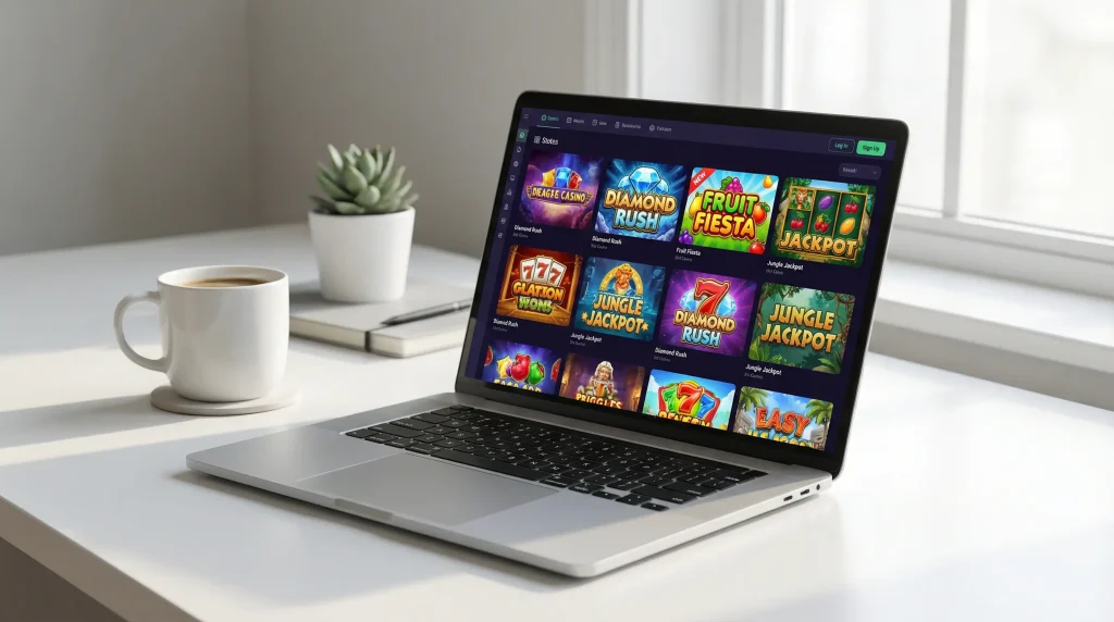 New non-GamStop slot sites 2026 – freshly opened online casino lobby on a laptop screen